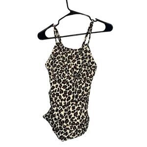 Kona Sol Tan & Black Leopard Animal Print Beachy Padded Tankini Women Sz M